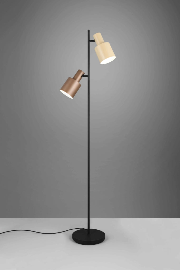 Piantana 2 diffusori, metallo, beige e caffè, H 160 cm, Agudo