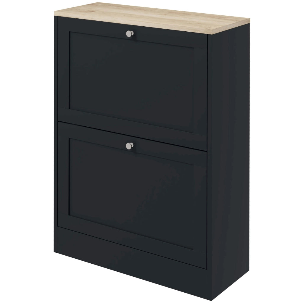 Scarpiera con 2 Cassetti e Ripiani Regolabili ¨C zephmum ¨C Nero 60x23.5x80cm