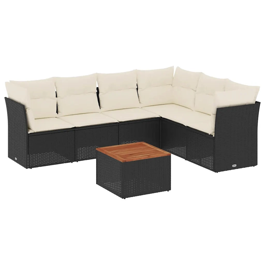 Set Divani da Giardino con Cuscini 7pz Nero Polyrattan 3255986