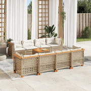 Set Divano da Giardino 9 pz con Cuscini Beige in Polyrattan 3261772