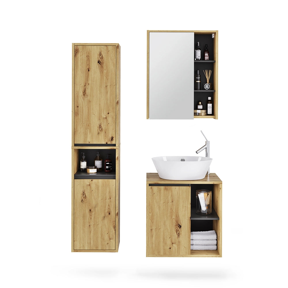 Vicco Set di mobili da bagno Artigiano/grigio 3 parti