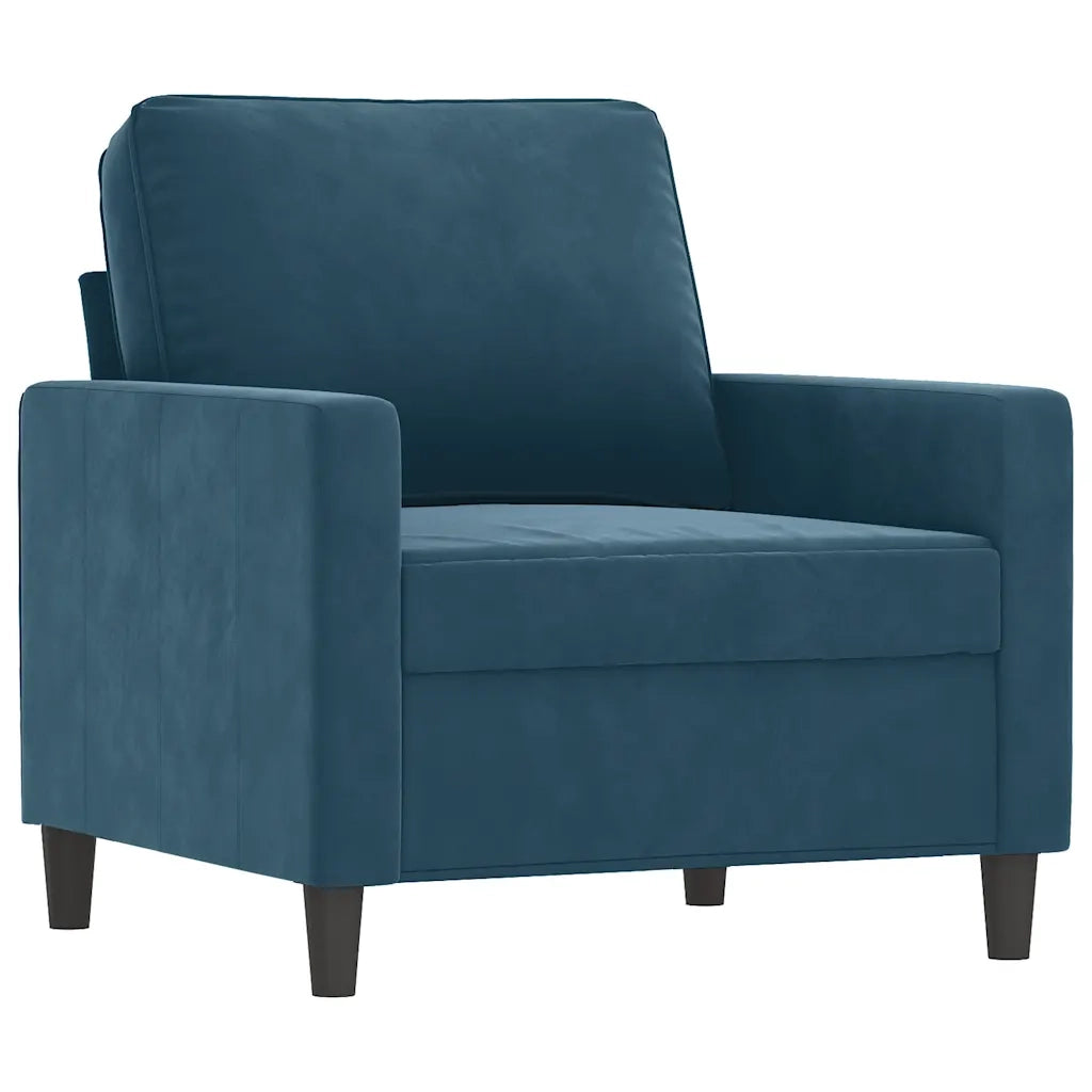 Set di Divani 3 pz con Cuscini Blu in Velluto