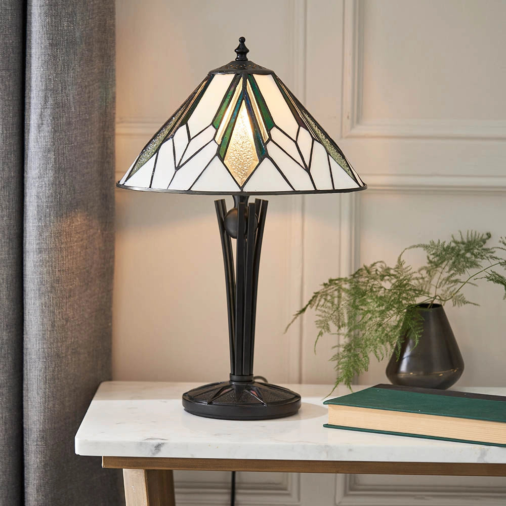Lampada da tavolo Tiffany Astoria vetro geometrica 1xE14 40W