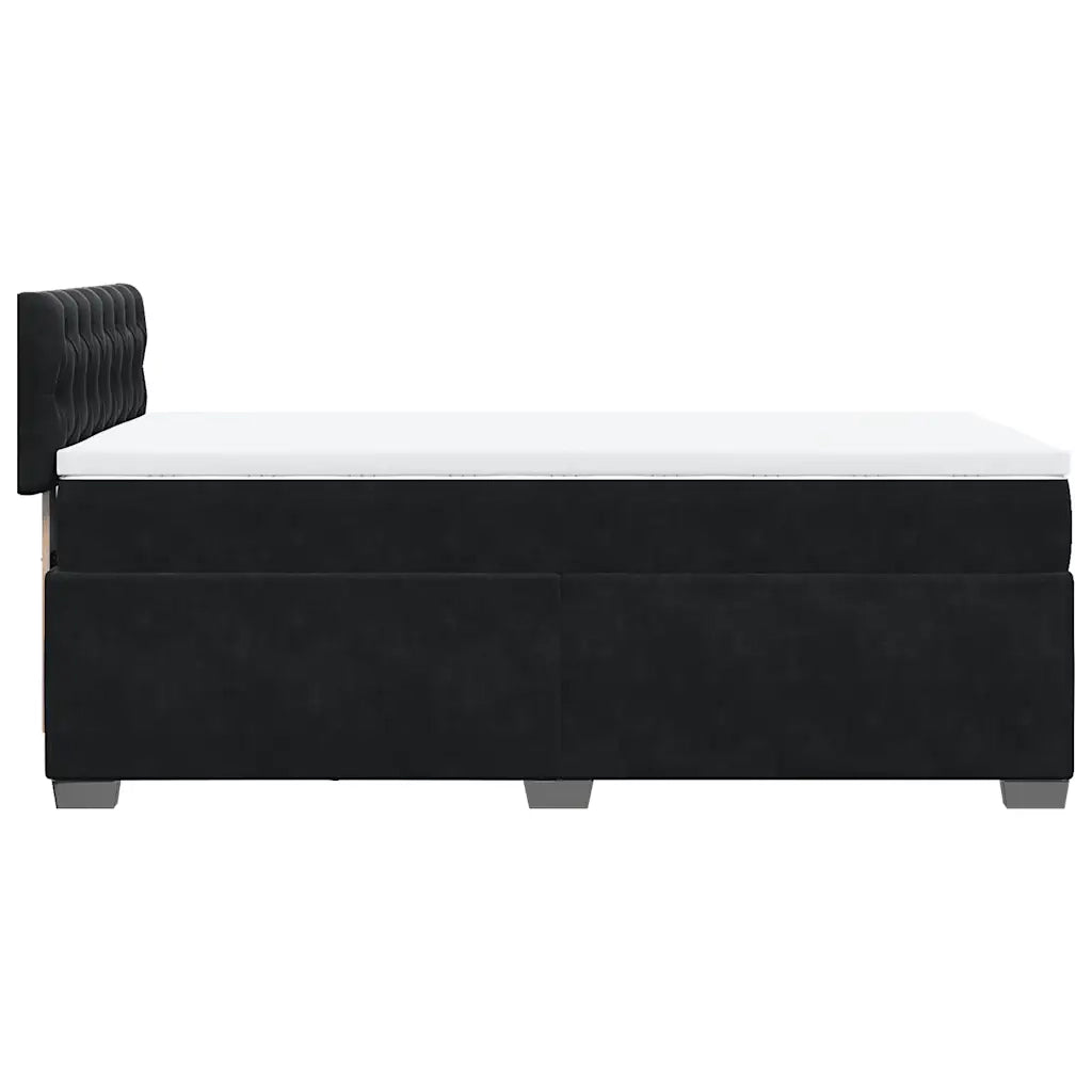 Giroletto a Molle con Materasso-Struttura Letto Nero 80x200 cm in Velluto 749831