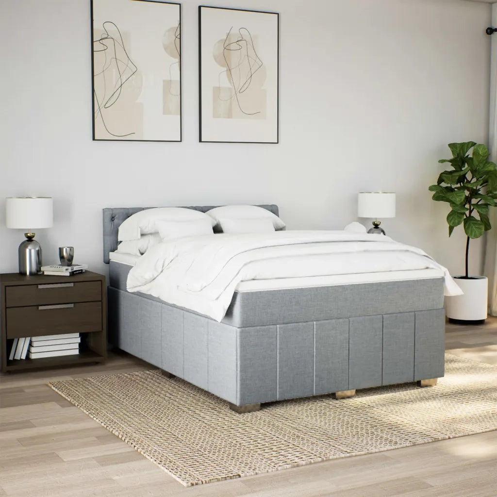 Giroletto a Molle con Materasso Grigio Chiaro 140x200cm Tessuto 3287098