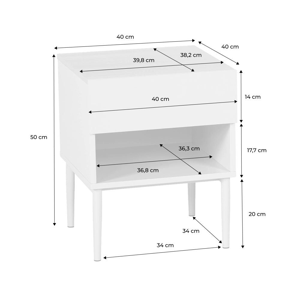 Set 2 comodini in metallo e decorazione in legno 1 anta 1 vano, grigio