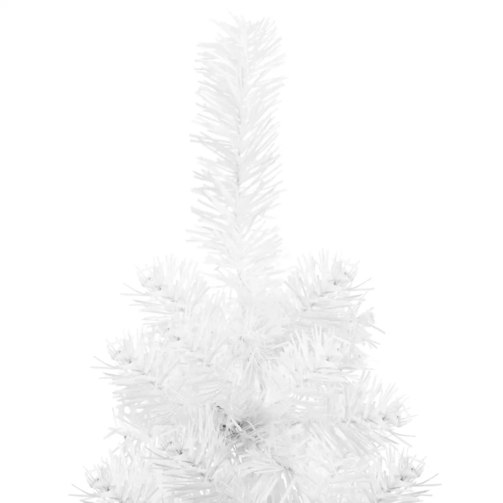 Albero Natale Artificiale Sottile a Met¨¤ Supporto-Albero Natalizio Bianco 210 cm