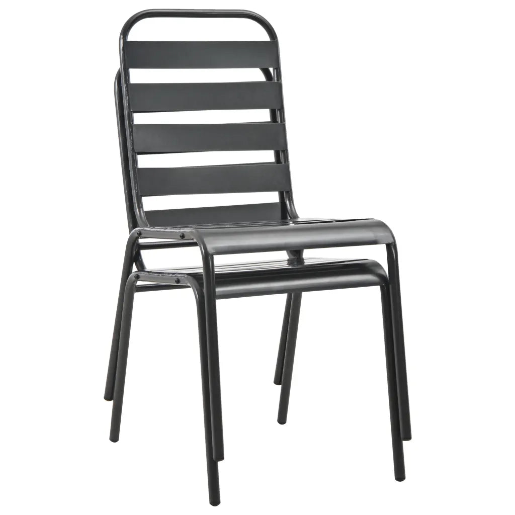 Sedie da Esterno Impilabili 2 pz in Acciaio Grigio 44257
