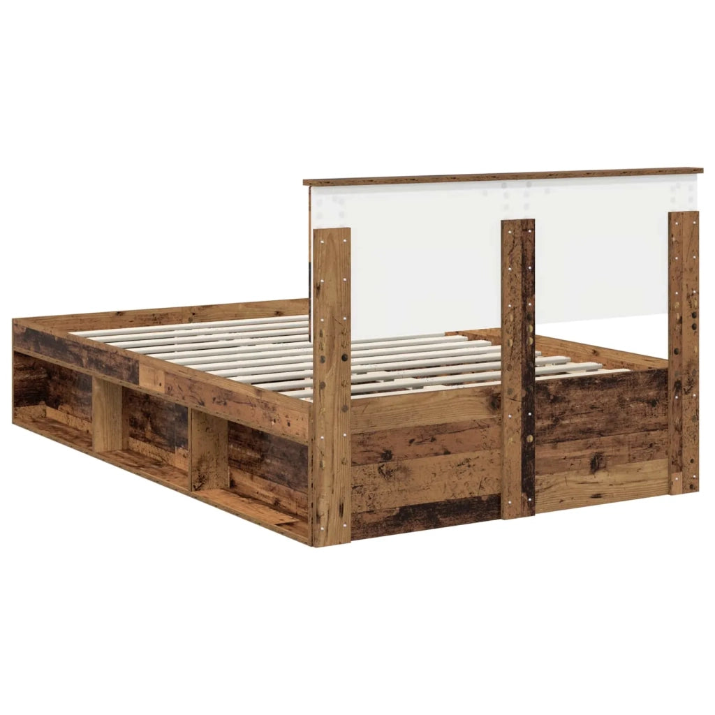Letto matrimoniale | Letto per adulti | Struttura del letto con testiera Legno vecchio 120 x 190 cm