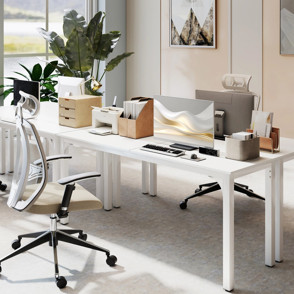 Scrivania per computer 180 cm ¨C Xylo ¨C bianco, per 2 persone, ufficio e studio