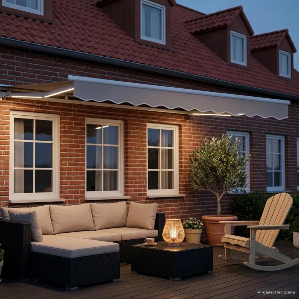 Cornice per Tenda Manuale con LED Bianco 3 x 2 m Alluminio 42024795