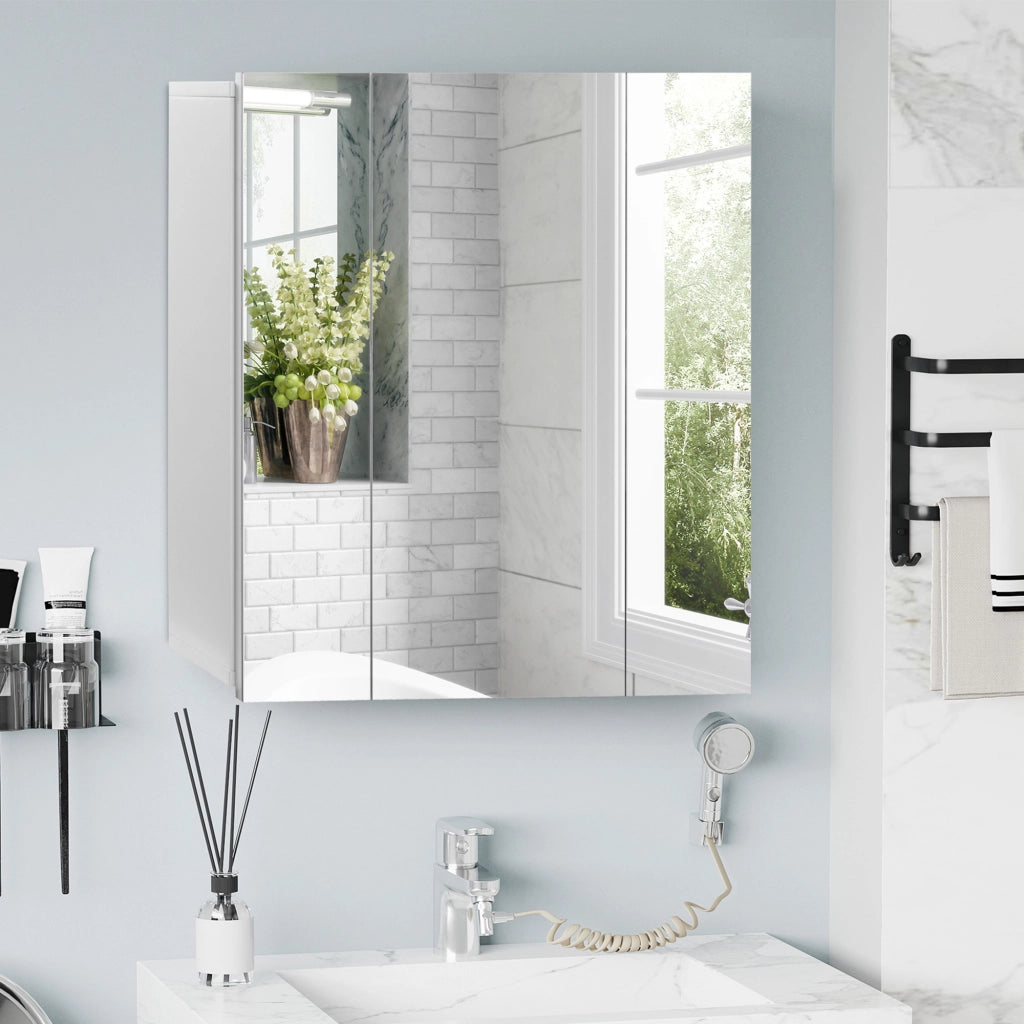 Mobile Bagno con Specchio e 3 Ante ¨C Minimal ¨C Bianco 70x15x60cm