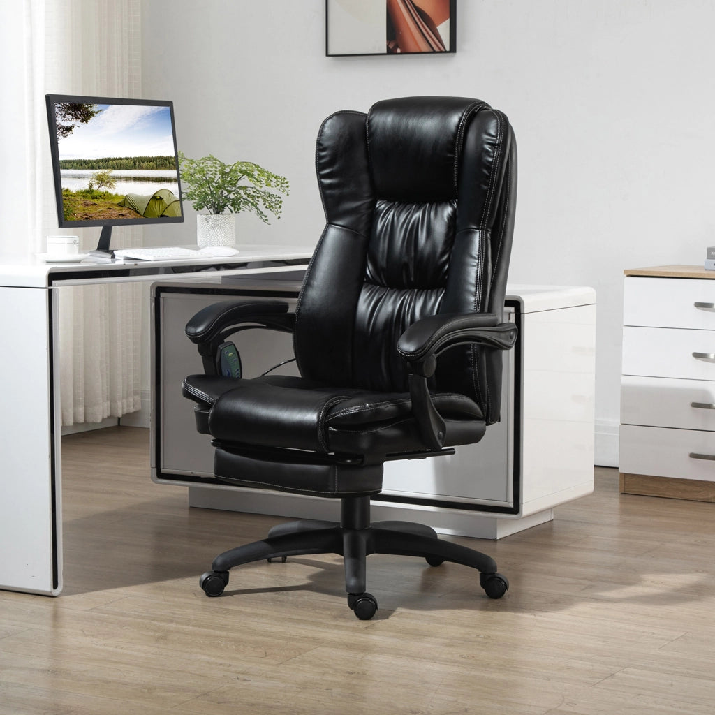 Sedia da Ufficio ¨C Minimal ¨C Pelle, Nero, 68.5x68.5x113-121 cm