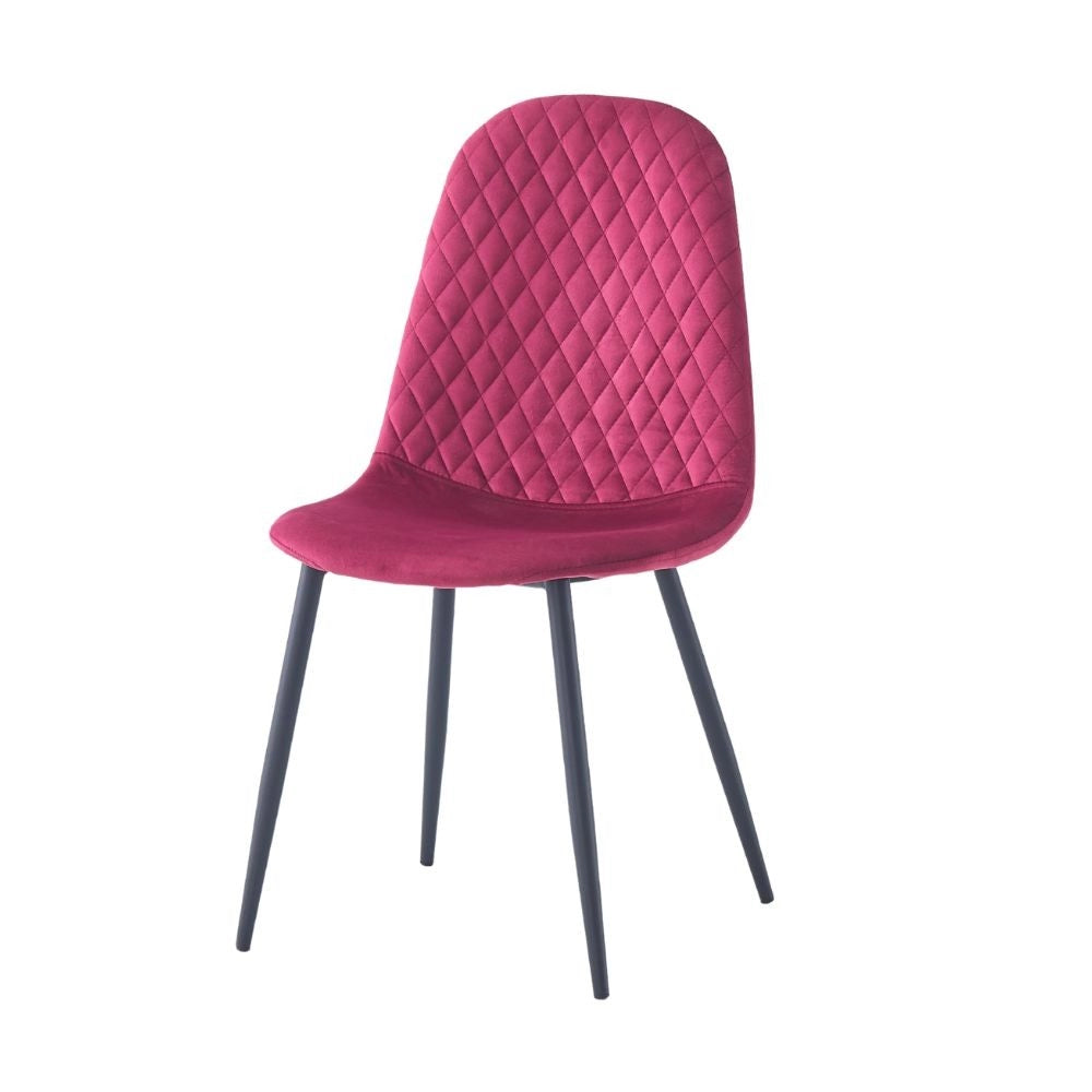Set 4 Sedie imbottite velluto rosso Bretta con schienale trapuntato