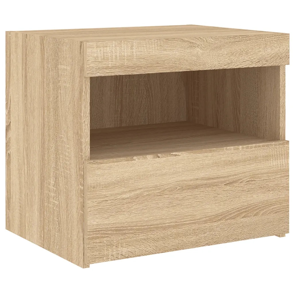 Comodini con Luci LED 2pz Rovere Sonoma 50x40x45 cm 836768