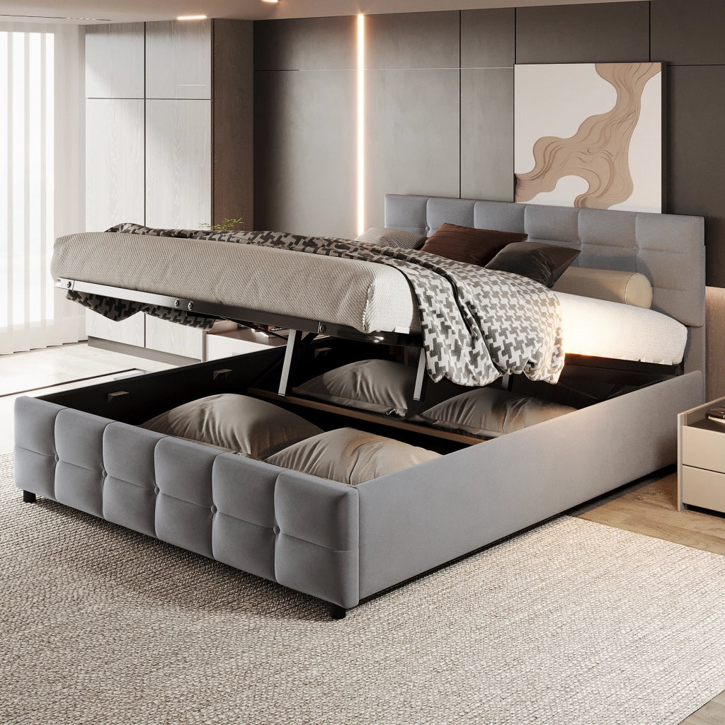 letto imbottito velluto olandese grigio 180 x 200 cm