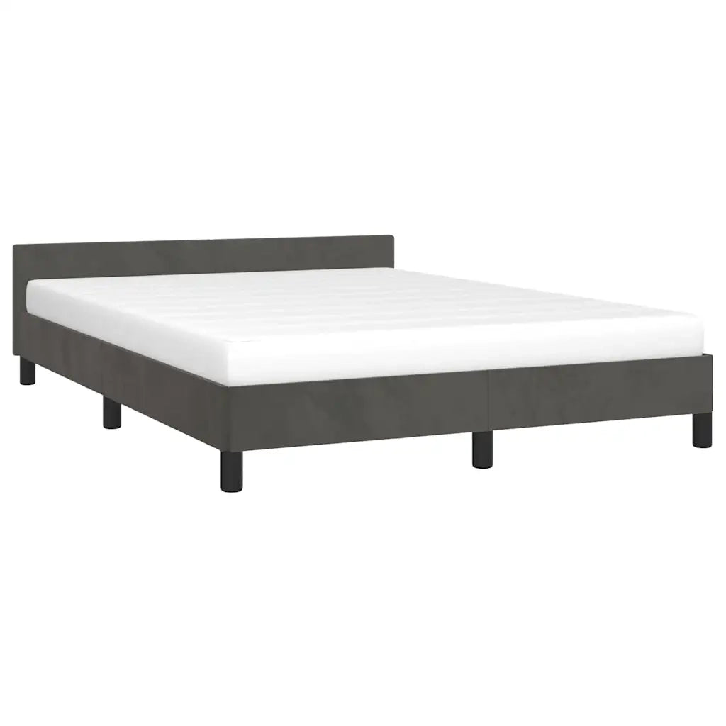 Letto matrimoniale | Letto per adulti | Giroletto senza Materasso Grigio Scuro 140x190 cm Velluto