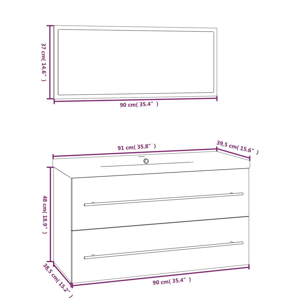 Set Mobili da Bagno 3 pz Rovere Sonoma 3152850