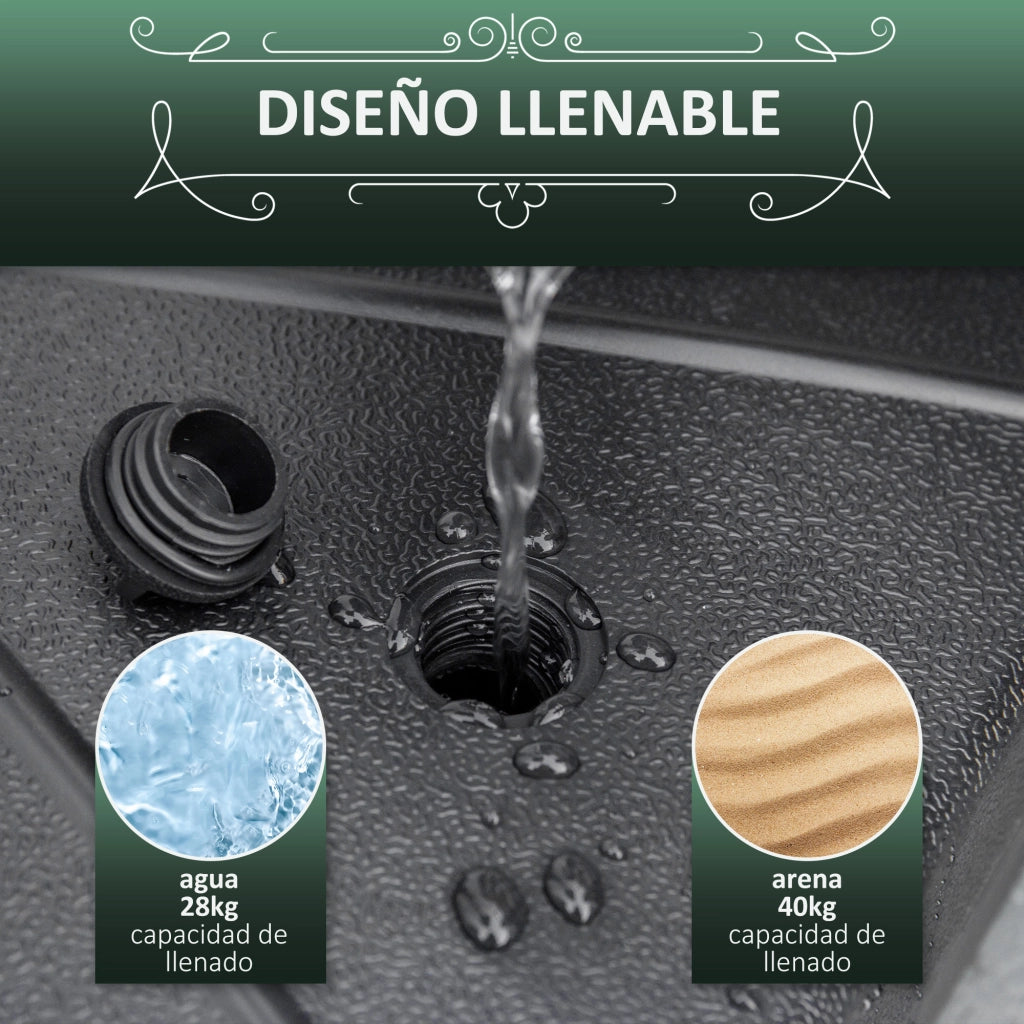 Base per Ombrellone Riempibile Acqua/Sabbia ¨C Xylo ¨C Ottagonale 38-48mm ?60x36cm Nero