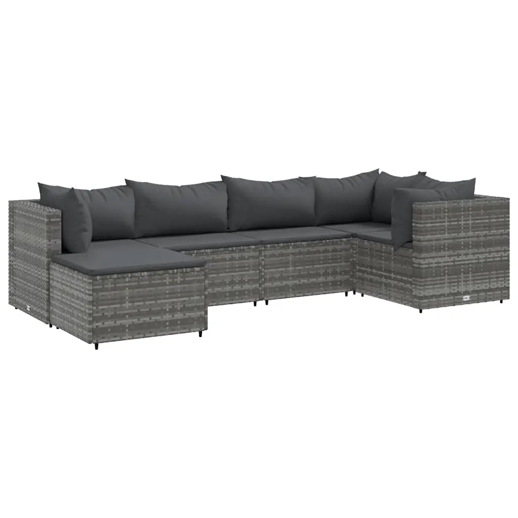 Set Divani da Giardino 6 pz con Cuscini in Polyrattan Grigio 3308210