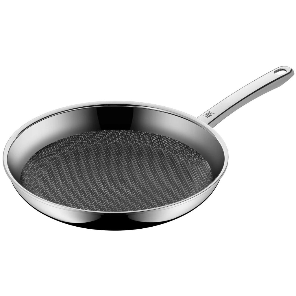 WMF 1756286411 Profi Resist Padella in Acciaio Inossidabile con Rivestimento Antiaderente a Nido d'Ape PermaDur Diametro 28 cm colore Nero e Acciaio inox