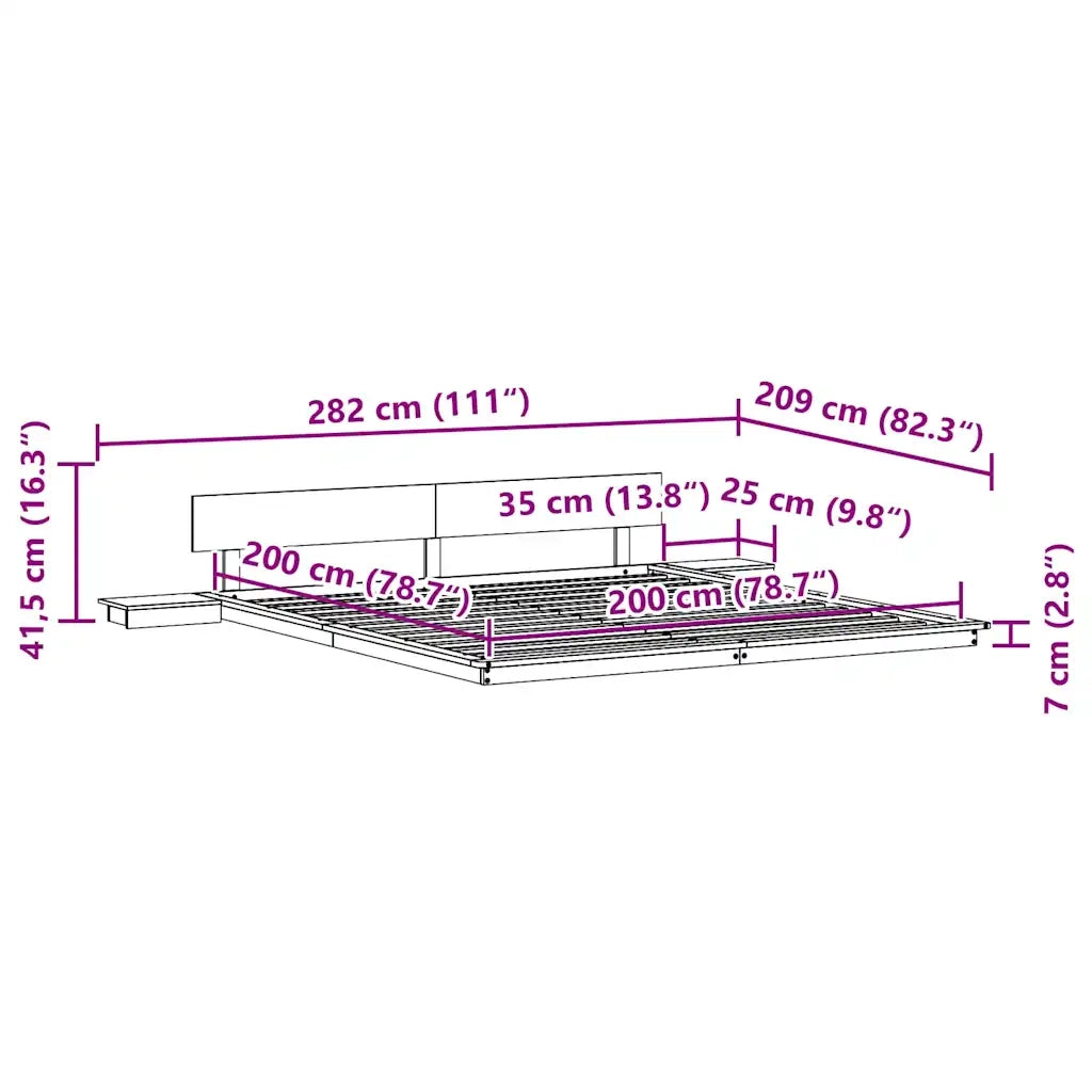 Struttura del letto-Giroletto Marrone 200 x 200 cm legno 174532