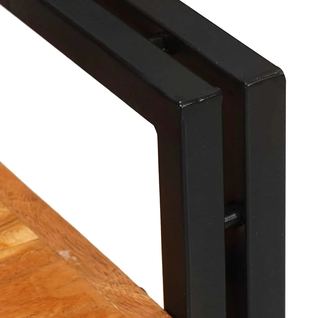 Comodino | Armadio da Notte | Mobiletto da notte Marrone e Nero Legno Massello di Acacia