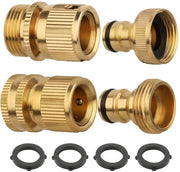 Flessibile 3/4 Pollici - Adattatore per Tubi da Giardino in Ottone - Connettori per Tubi da Giardino - Connettore per Rubinetto - Duraturo - 2 Pezzi con Dischi in Gomma - Flessibile da Giardino