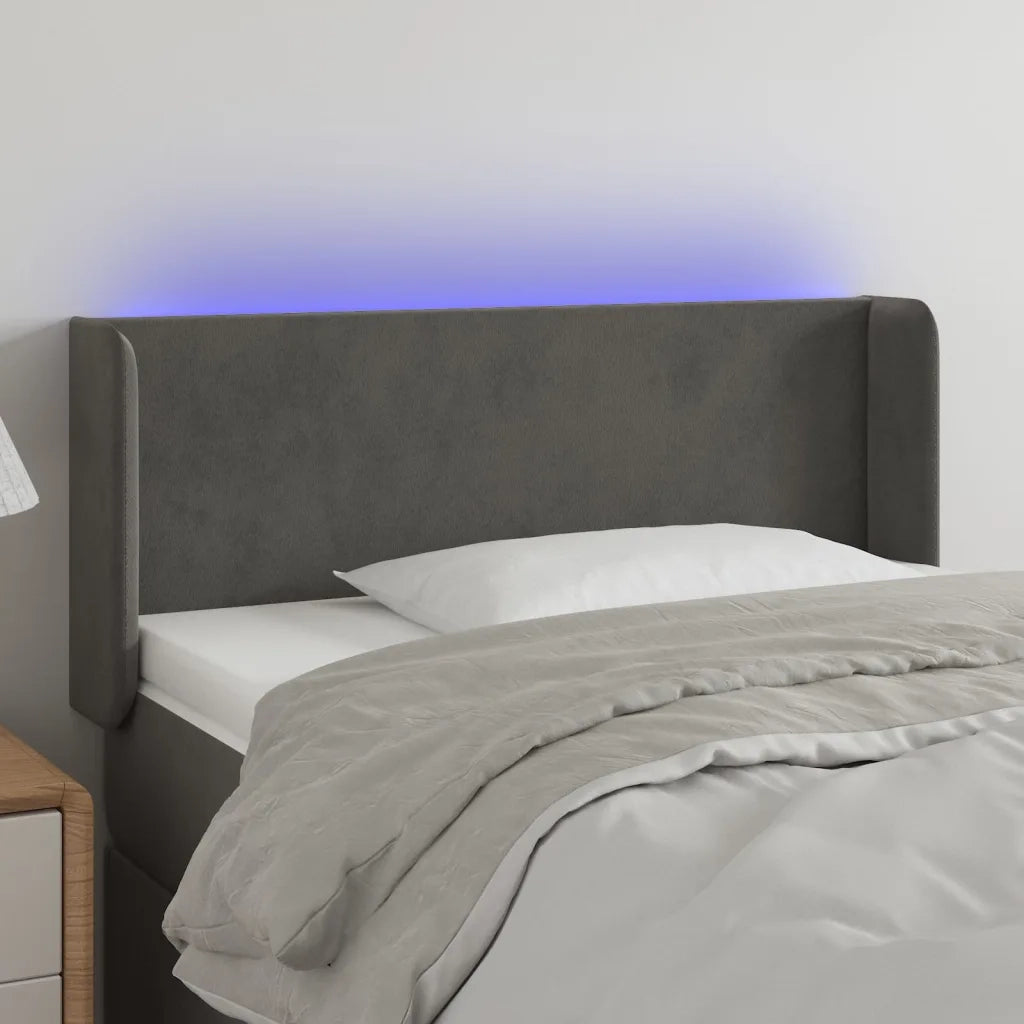 Testiera a LED-Testata con LED Grigio Scuro 103x16x78/88 cm in Velluto 588820
