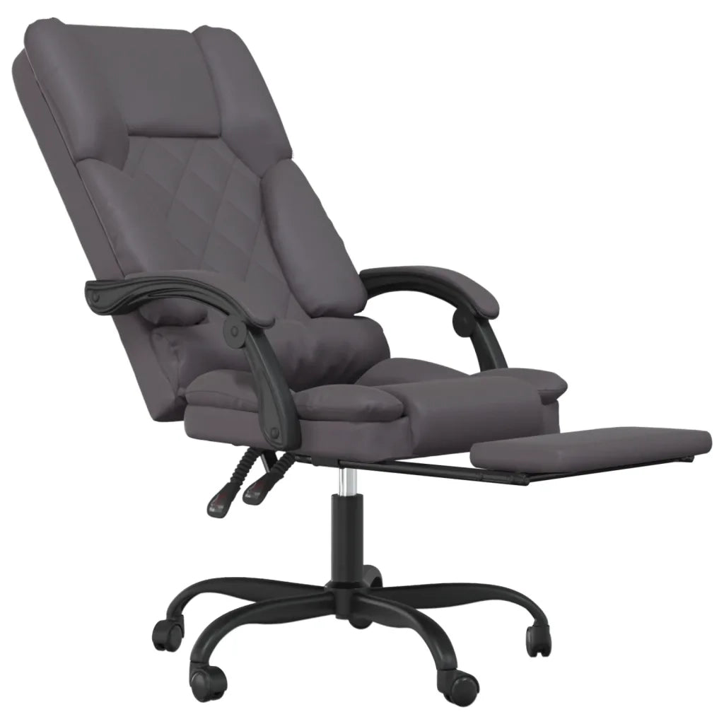 Poltrona da Ufficio Massaggiante Reclinabile Grigio Similpelle 349689