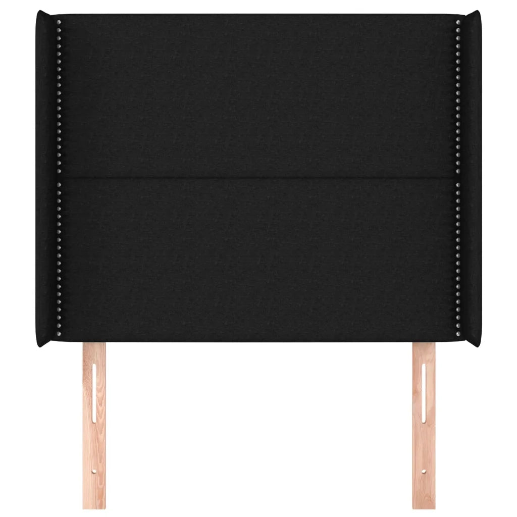 Testiera | Testata ad Orecchio Nera 93x16x118/128 cm in Tessuto