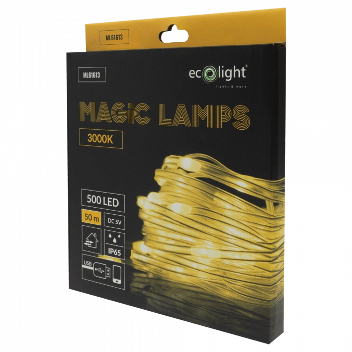 Catena luci esterna 50m 500LED 3000K BT USB Ecolight