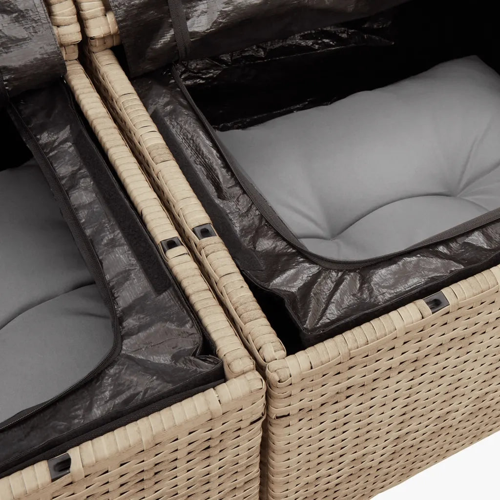 Set Divano da Giardino 9 pz con Cuscini Beige Misto Polyrattan 3256381