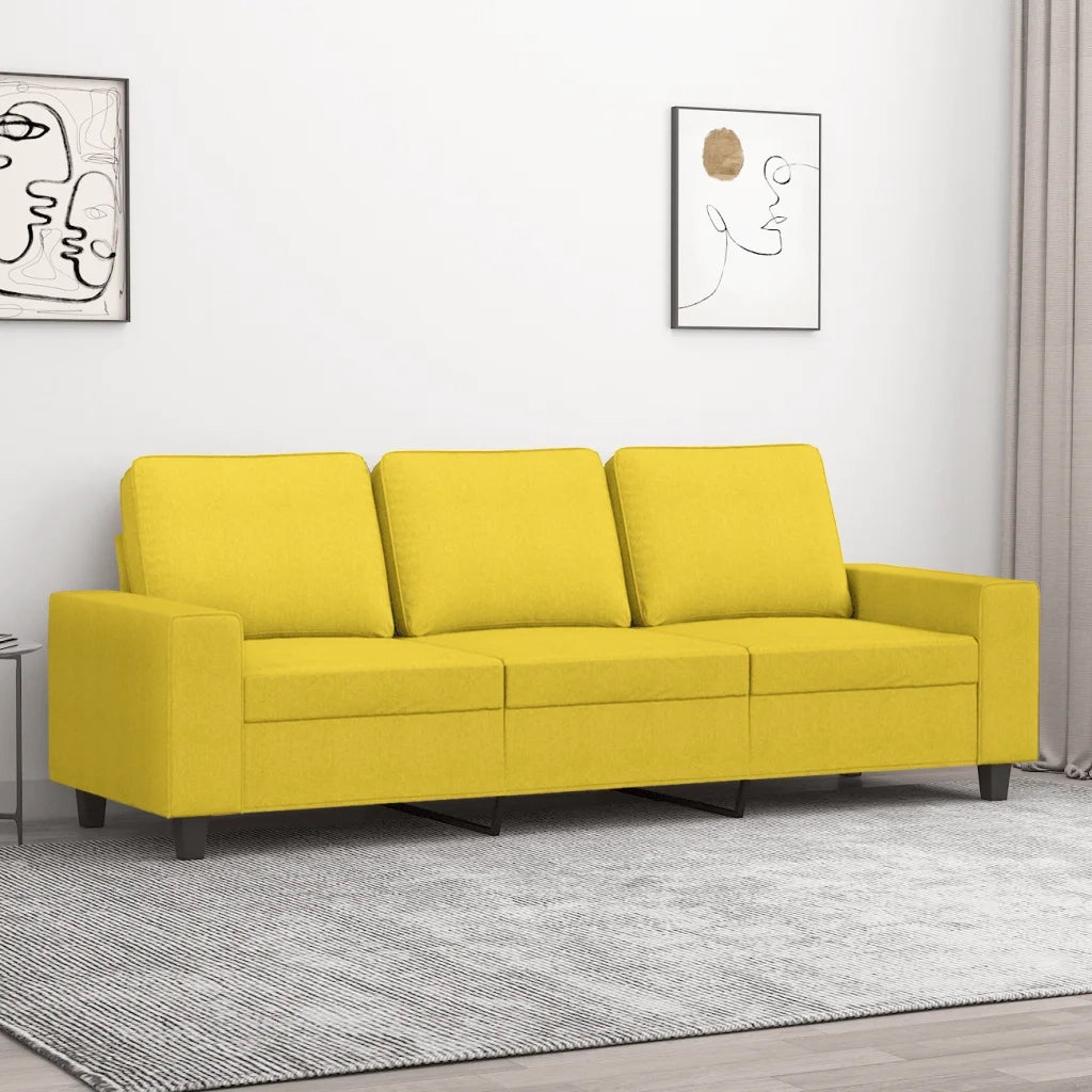 Divano a 3 Posti-Sofa 3 Posti Giallo Chiaro 180 cm in Tessuto 982460