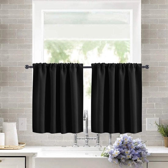 Due cortine di oscuramento molto precise, 132 cm x 46 cm - Nero