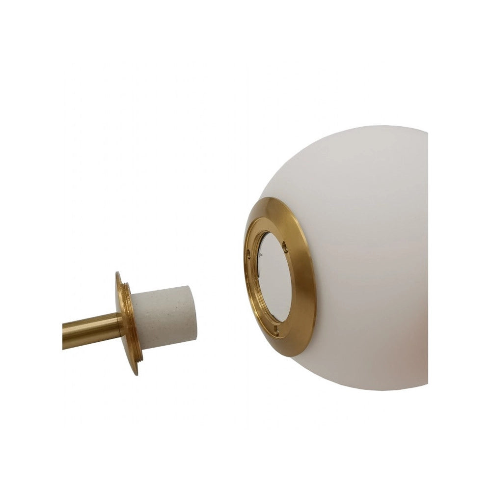 Trade Shop - Lampadario A Sospensione Oro Con 2 Sfere In Vetro Bianco Opaco Attacco G9 E27 33481 -