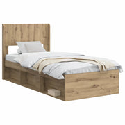 Letto singolo | Letto per adulti | Struttura del letto con stoccaggio e testata Rovere Artigianale