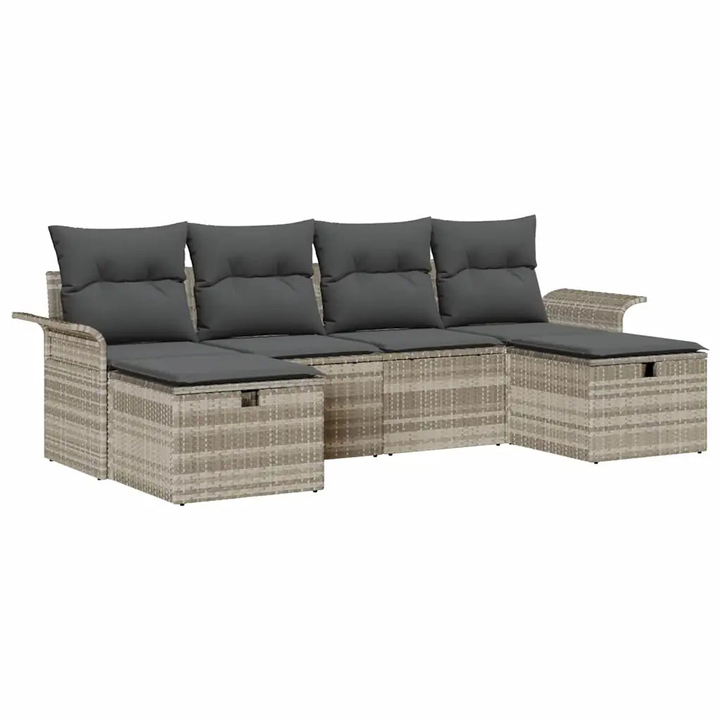 Set Divano da Giardino 6 pcs Grigio chiaro Poly Rattan 3360253