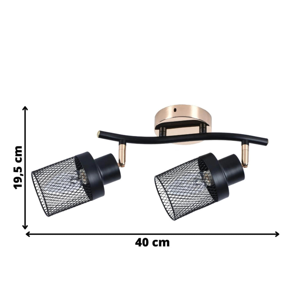 Plafoniera Gissi Lampex 2 luci oro/nero metallo E14