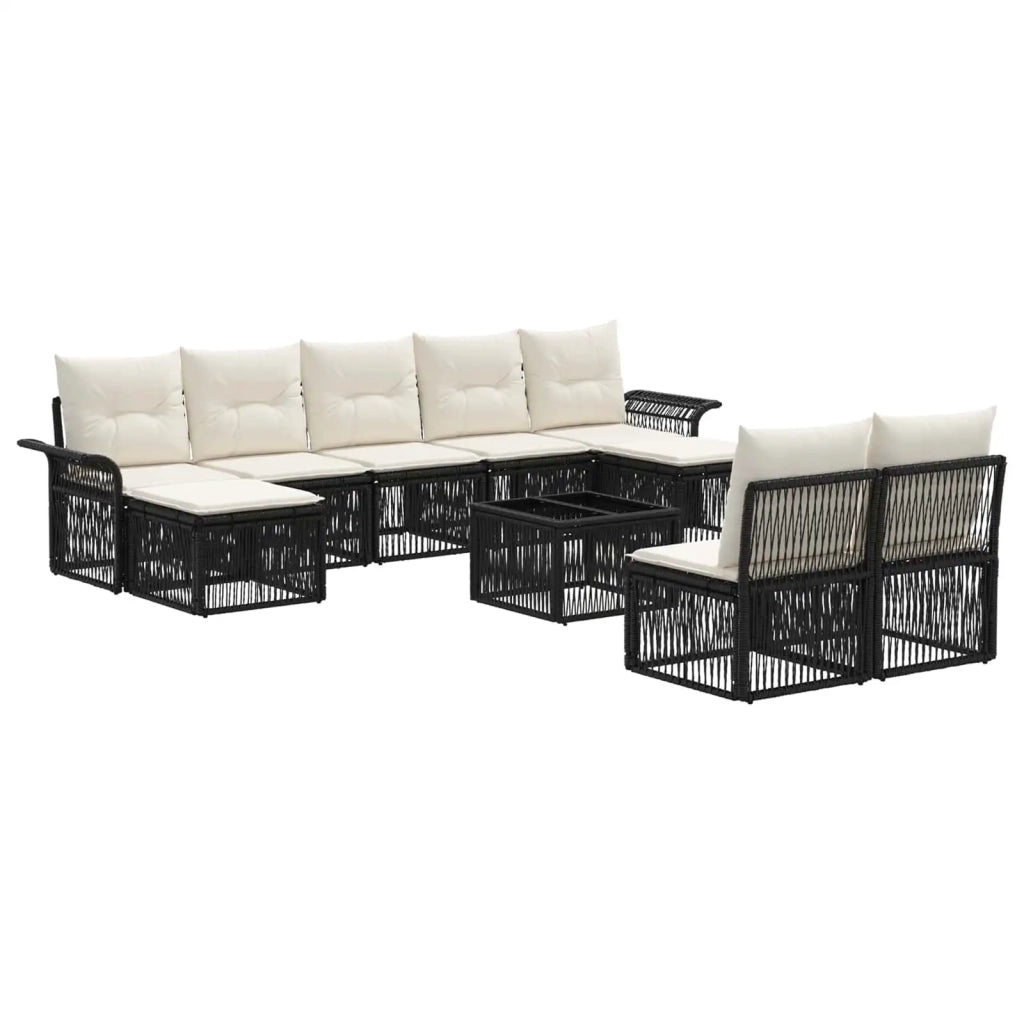Set Divano da Giardino 10 pcs Nero polyrattan 3434947