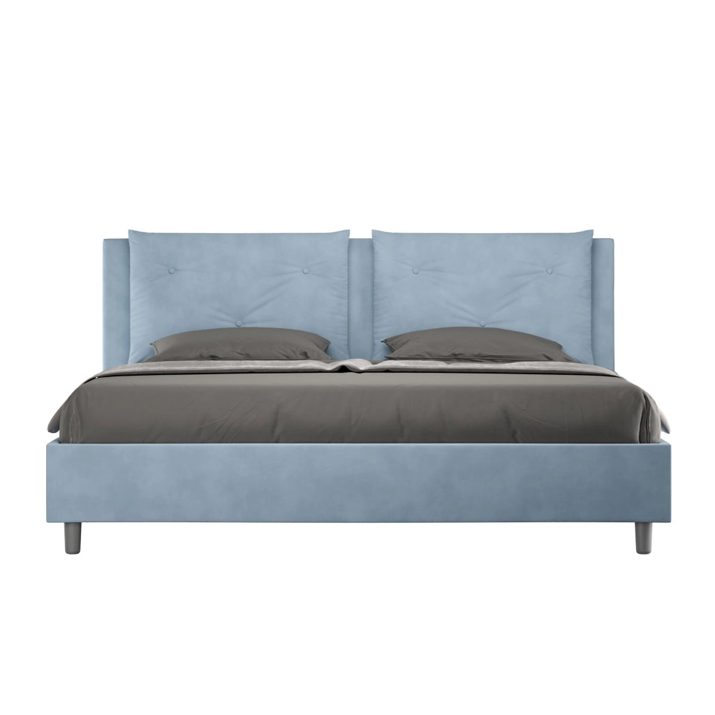 BS COM Letto contenitore imbottito 180x210 microfibra azzurro