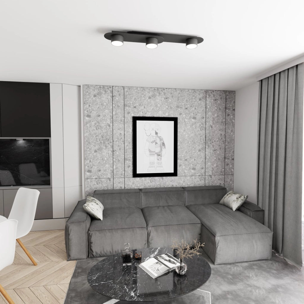 Plafoniera minimalista nera 3 luci GX53 STILO Emibig