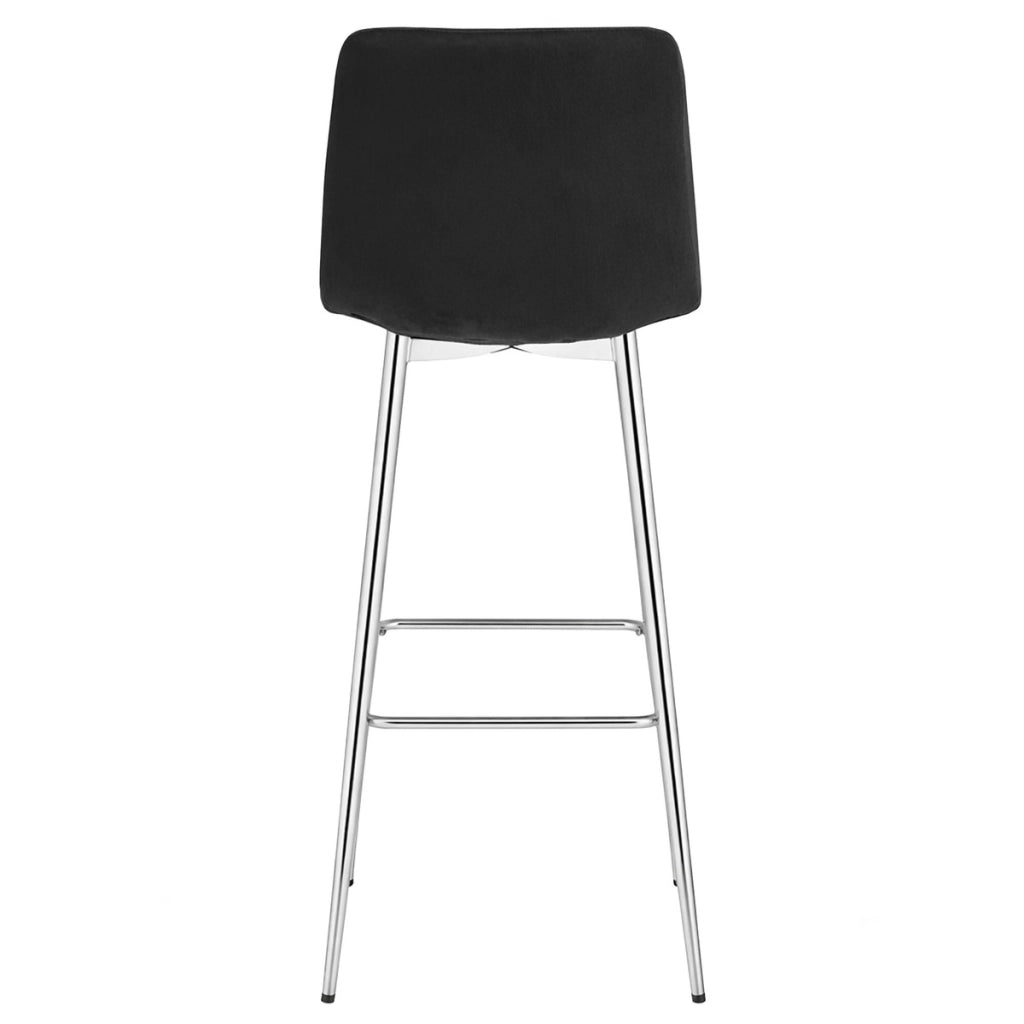 Sgabello Arceto in velluto nero con gambe cromate