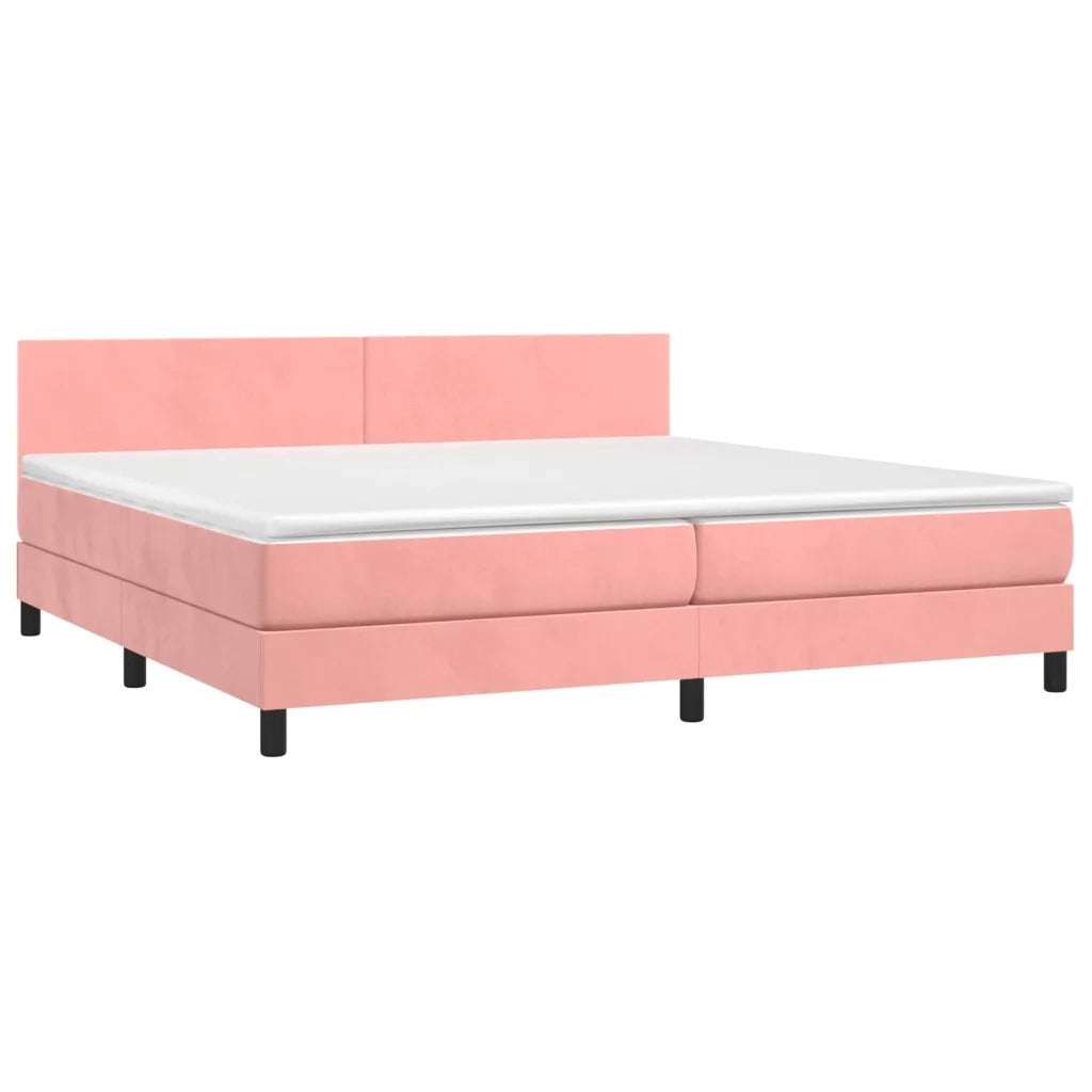 Letto a Molle con Materasso e LED Rosa 200x200 cm in Velluto 3134308