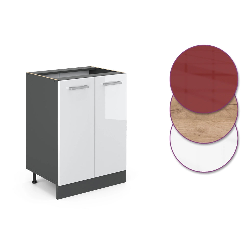 Vicco Mobiletto base cucina Bianco lucido 60 cm PL Marmo