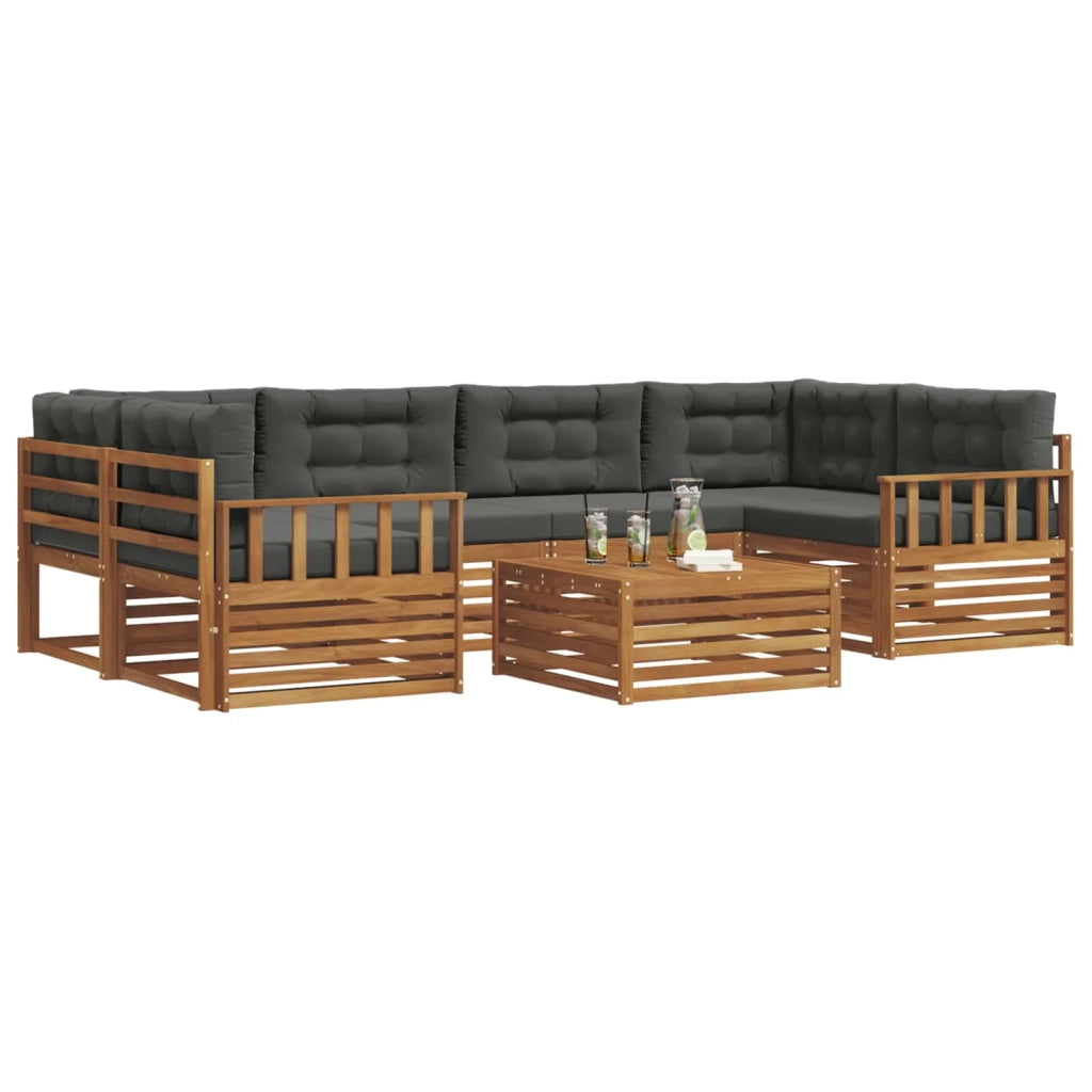 Set di divani da esterno con cuscino 7 pcs Naturale e Antracite 3373092