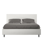 BS COM Letto matrimoniale con rete imbottito 160x200 similpelle bianco