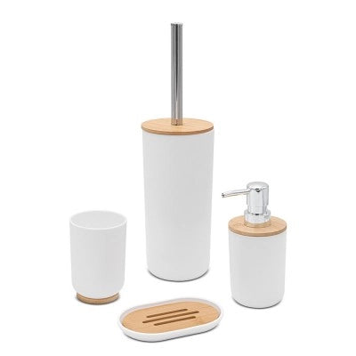 Porta sapone da appoggio bianco in abs e bambù Surf