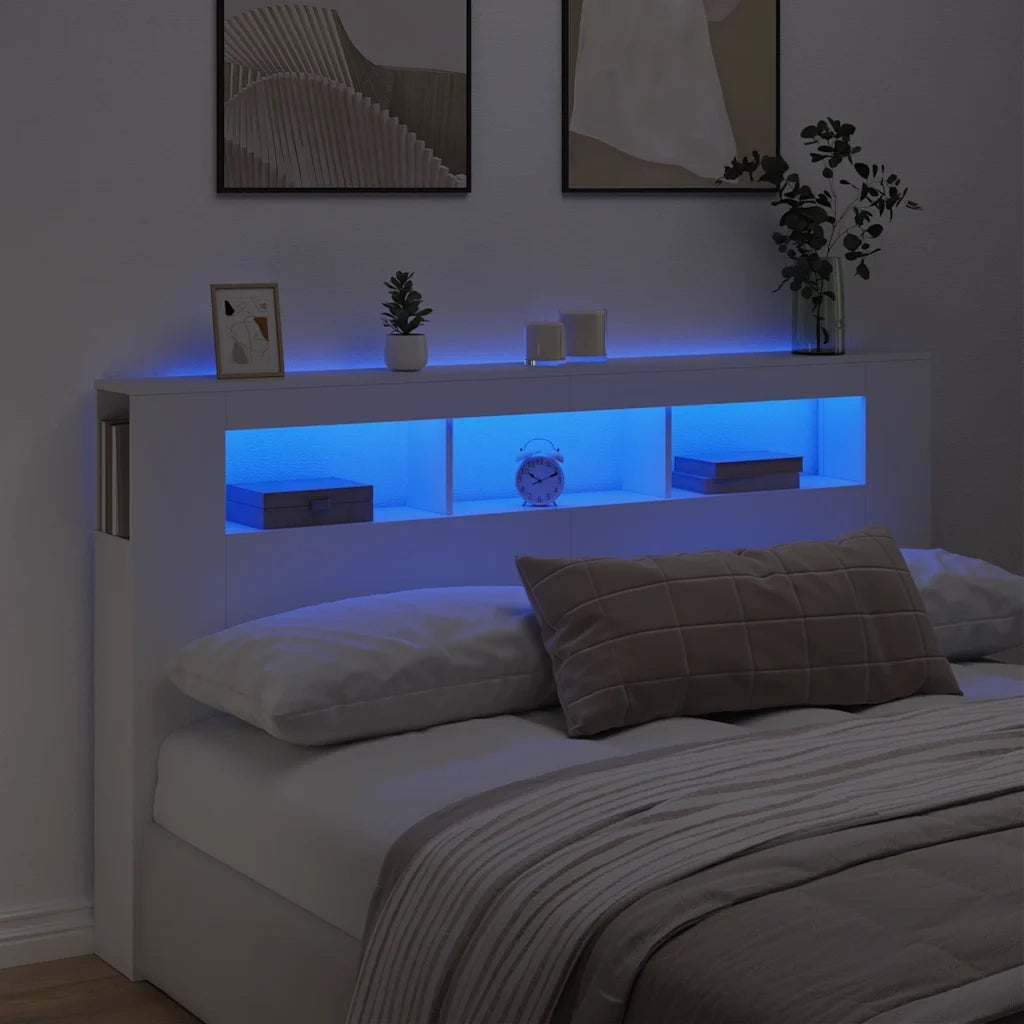 Testiera LED Bianca 180x18,5x103,5 cm Legno Multistratocod mxl 84868