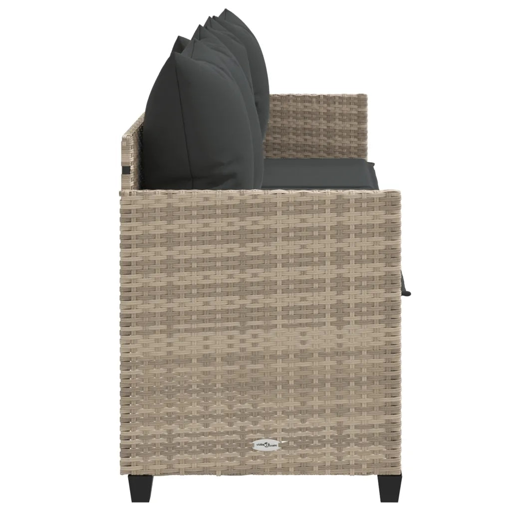 Lettino Prendisole con Cuscini Grigio Chiaro in Polyrattan 368349